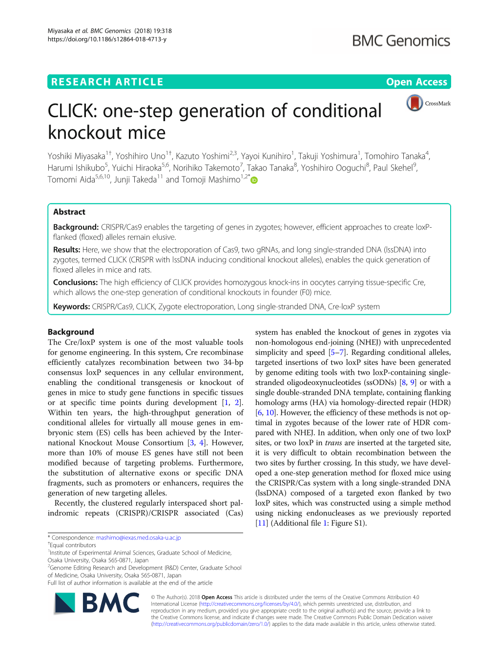 CLICK: One-Step Generation of Conditional Knockout Mice