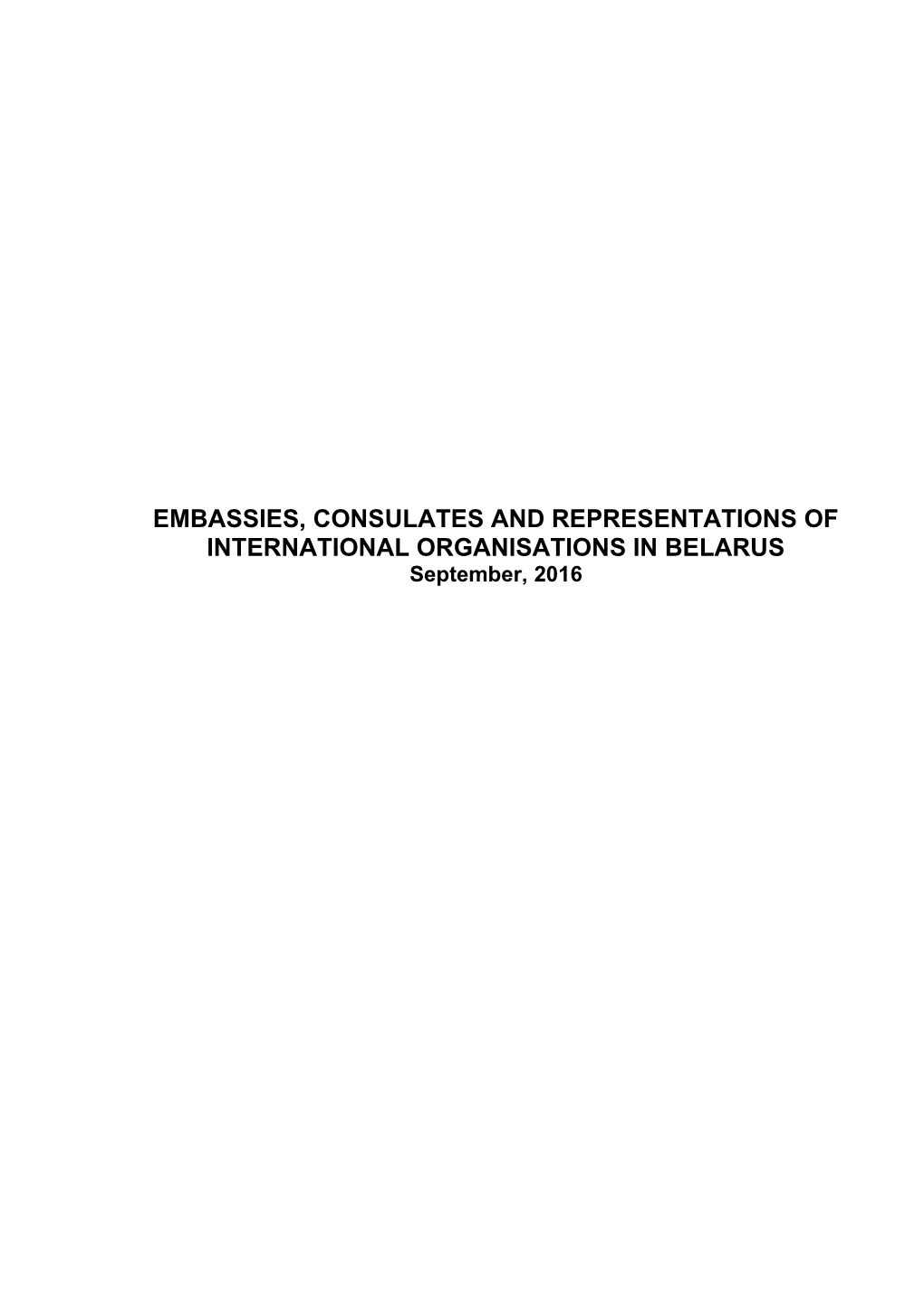 Embassies, Consulates and Representations of International Organisations in Belarus