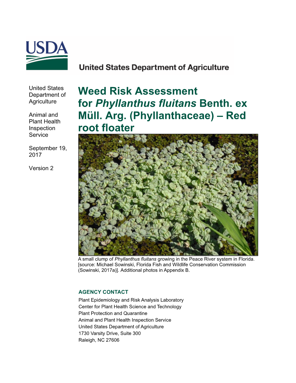 Weed Risk Assessment for Phyllanthus Fluitans Benth. Ex Müll