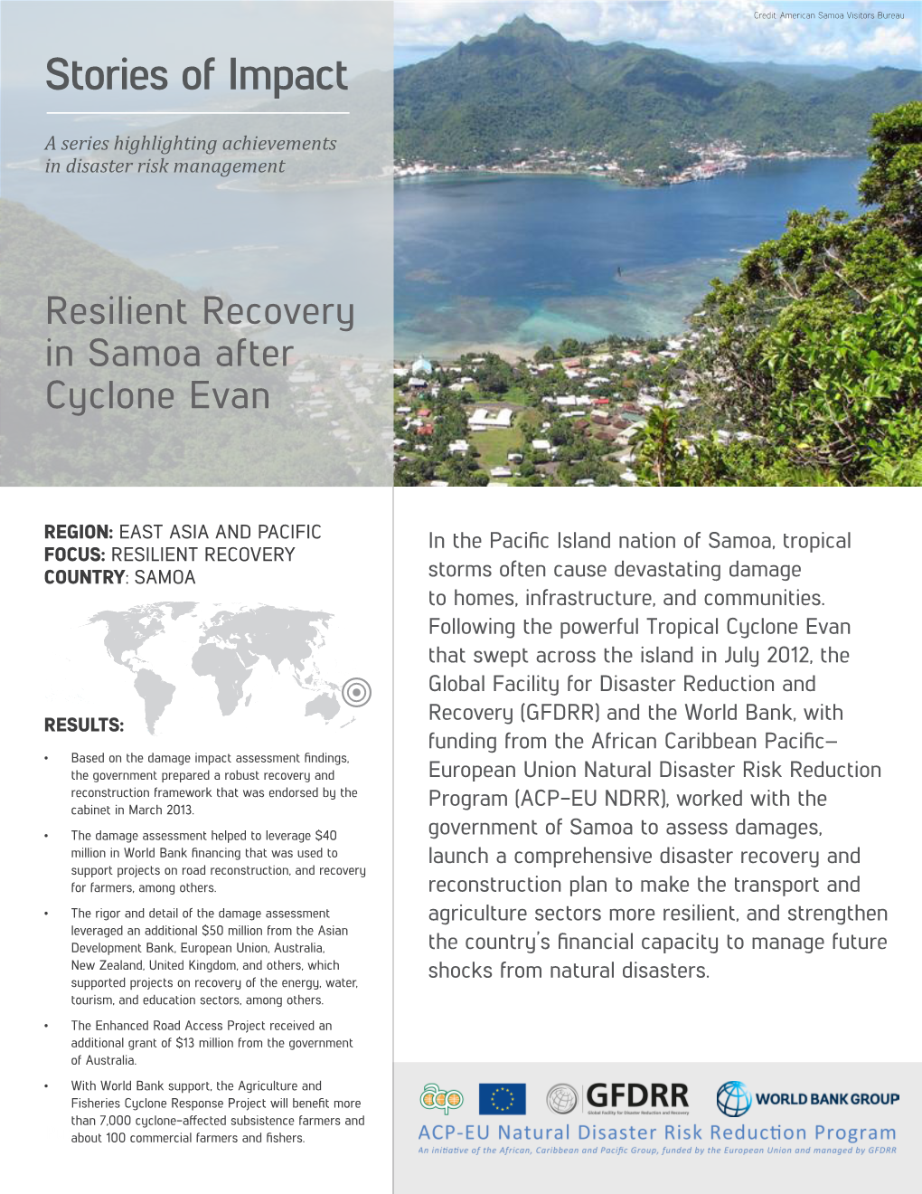 Resilient Recovery in Samoa After Cyclone Evan