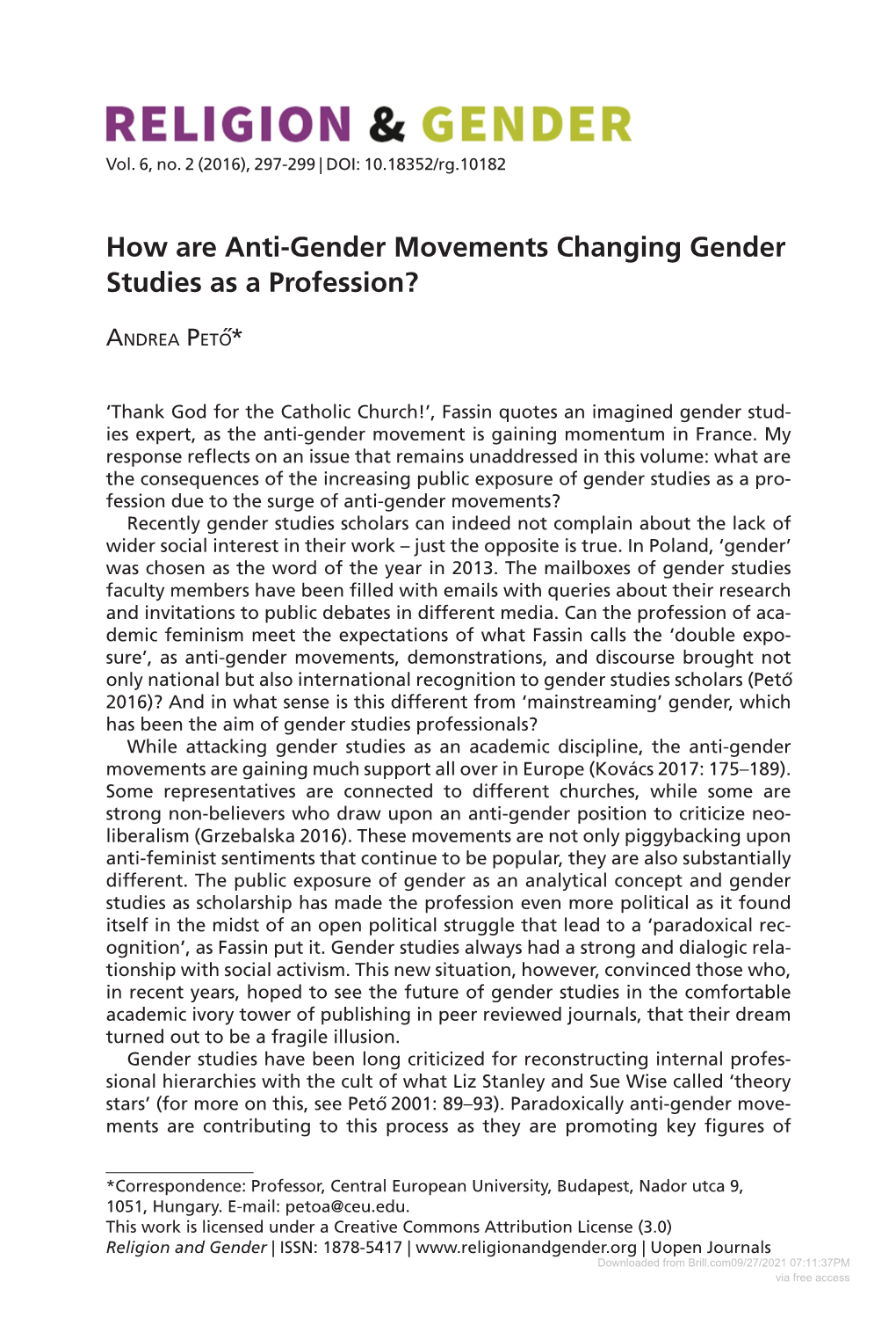 How Are Anti-Gender Movements Changing Gender Studies As a Profession?