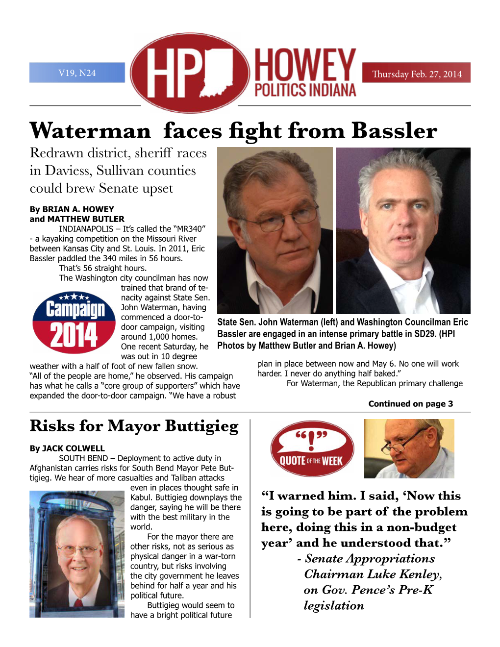 Waterman Faces Fight from Bassler Redrawn District, Sheriff Races in Daviess, Sullivan Counties Could Brew Senate Upset