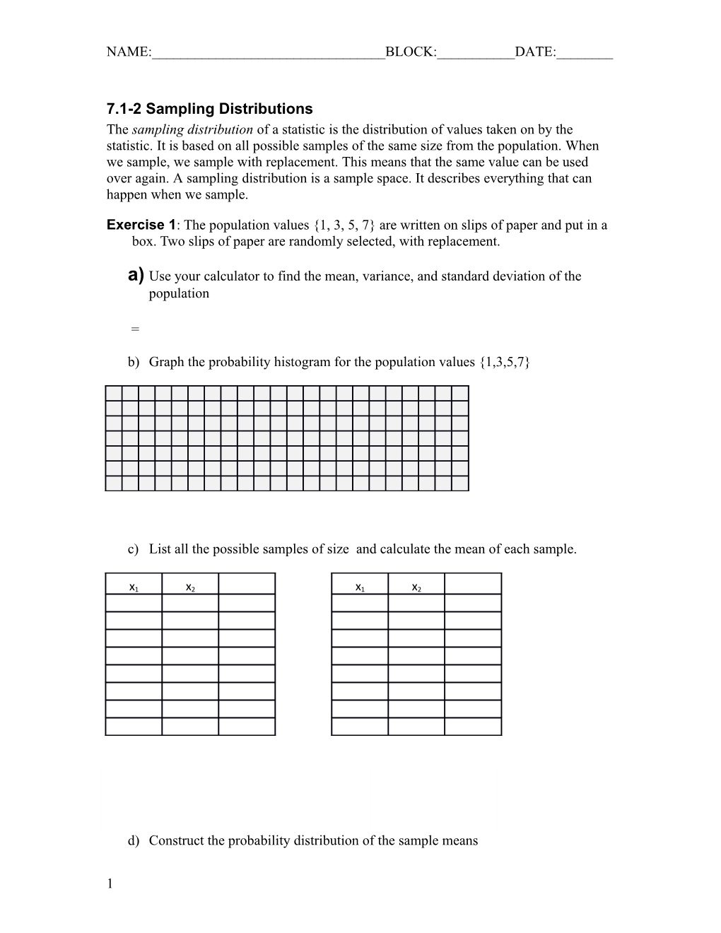 7.1-2 Sampling Distributions