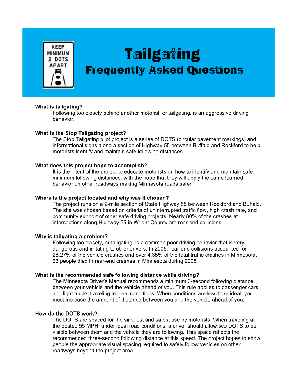 Tailgating FAQ Download