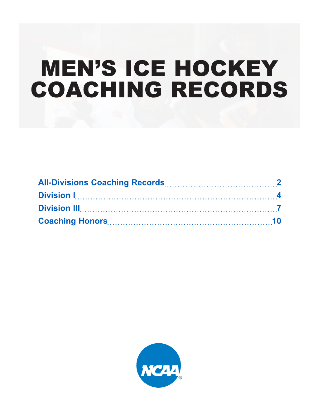 Men's Ice Hockey Coaching Records