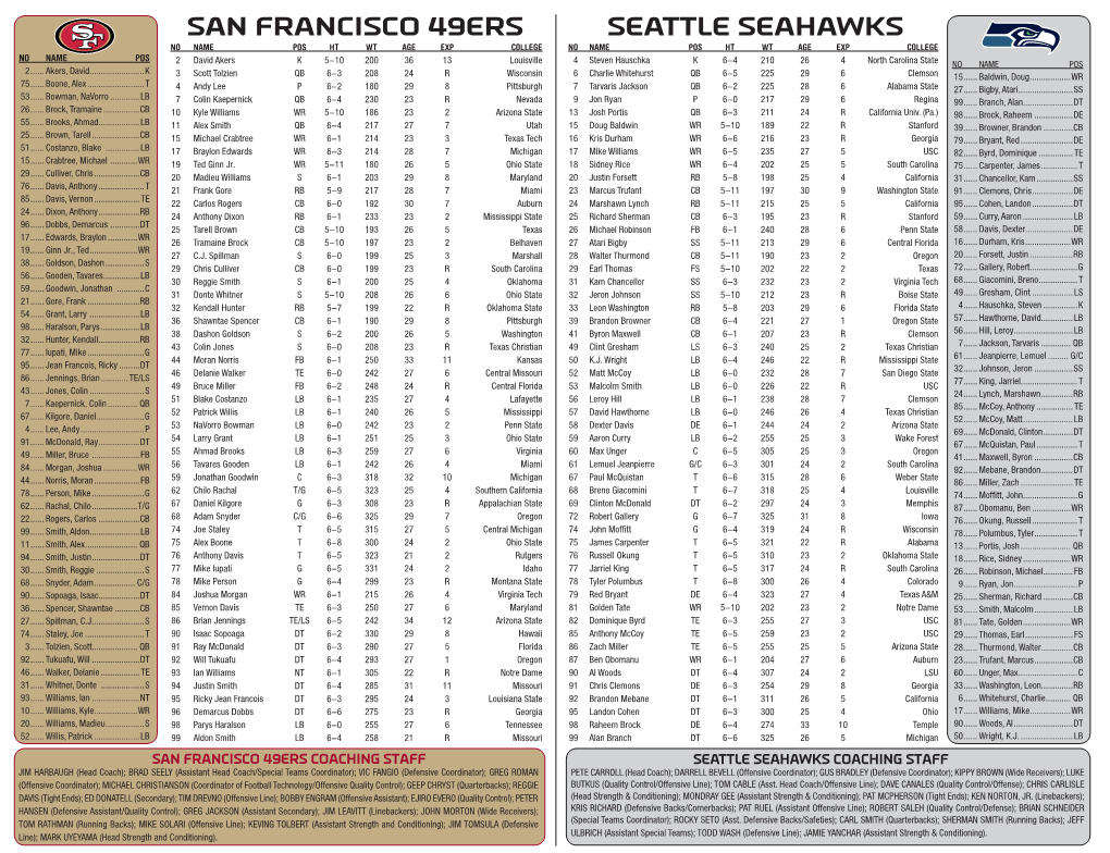 Seattle Seahawks San Francisco 49Ers