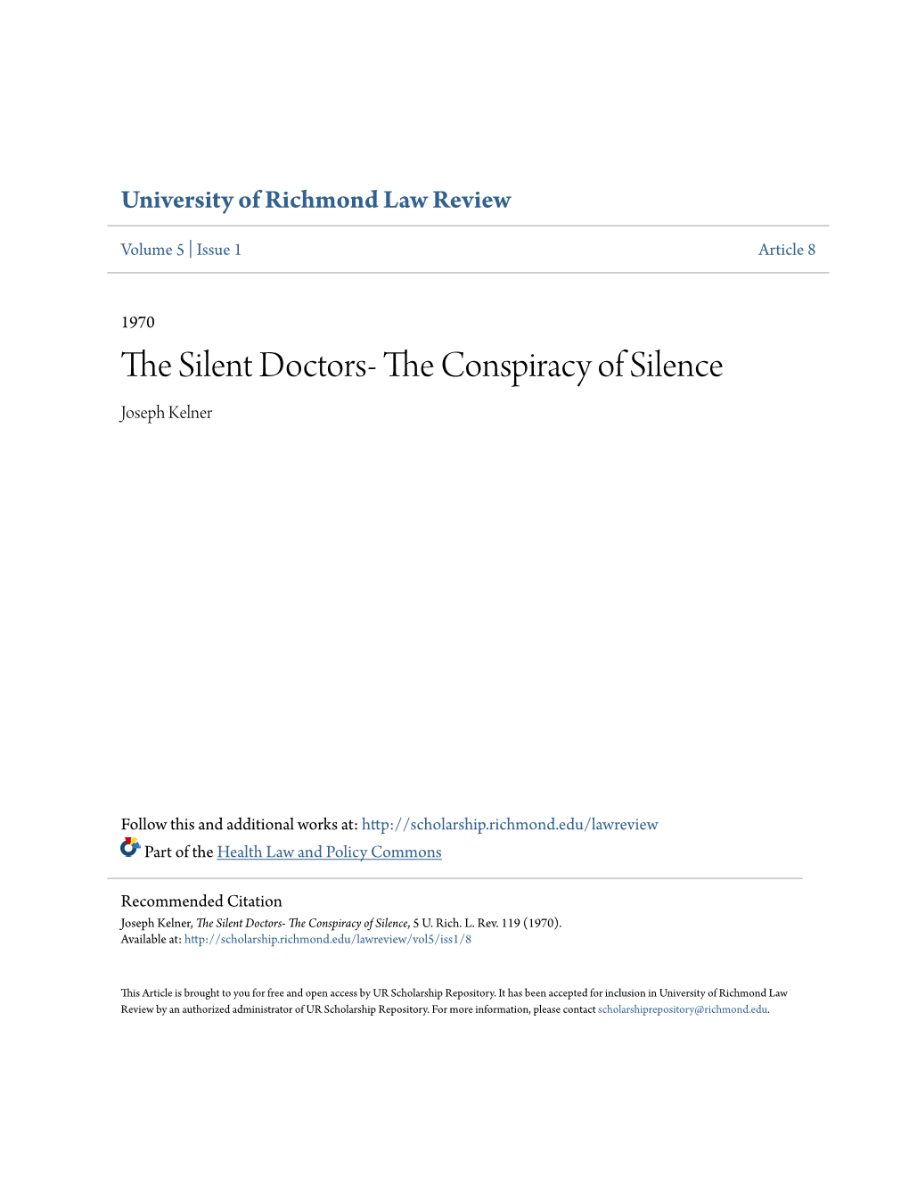 The Silent Doctors- the Conspiracy of Silence, 5 U