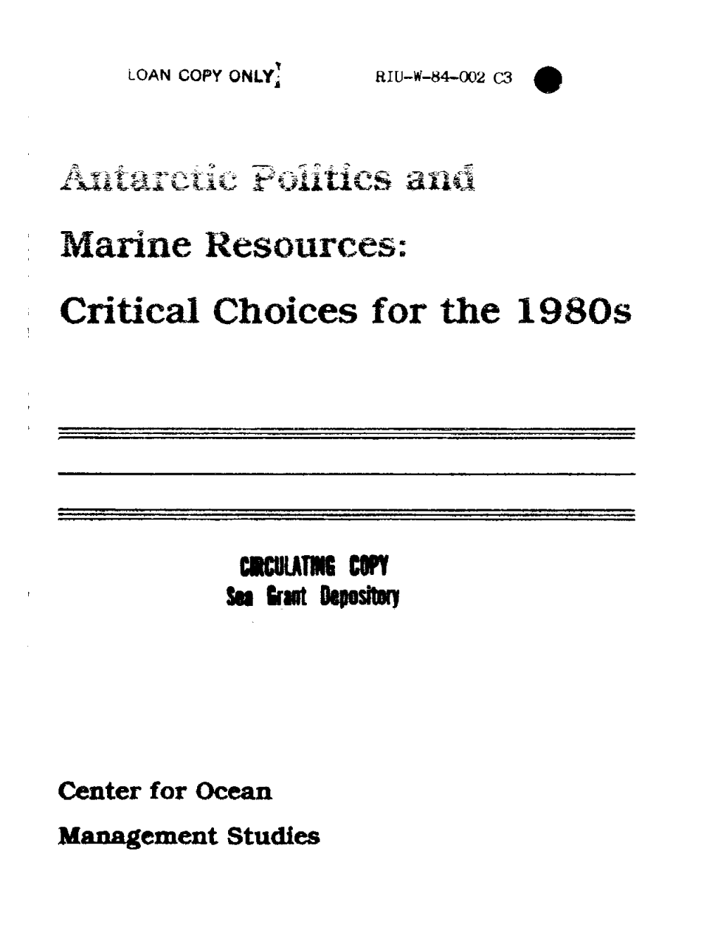 Critical Choices for the 1980S