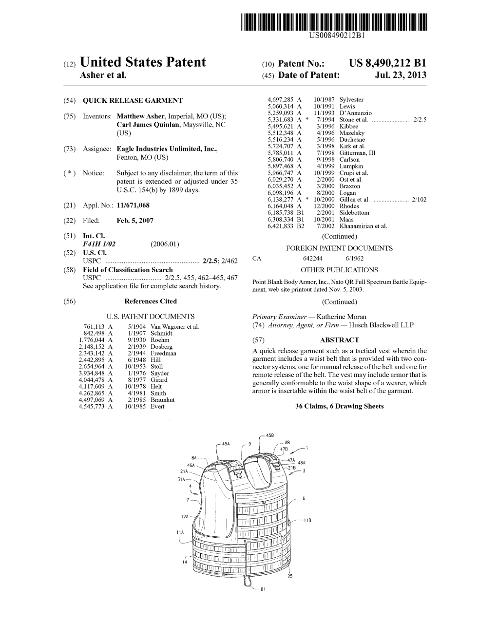 United States Patent (10) Patent No.: US 8.490,212 B1 Asher Et Al