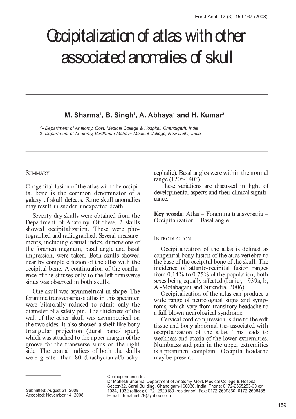 Occipitalization of Atlas with Other Associated Anomalies of Skull