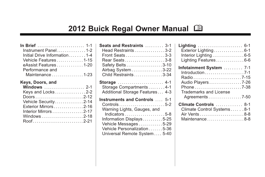2012 Buick Regal Owner Manual M