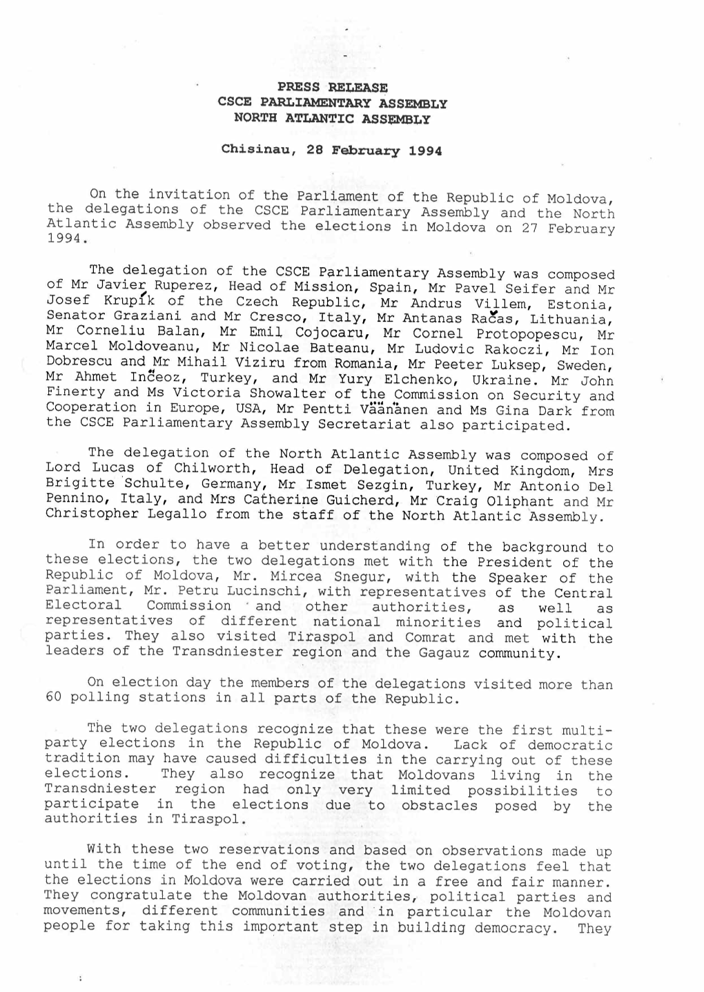 Transdniester Region Had Only Very Limited Possibilities to Participate in the Elections Due to Obstacles Posed by the Authori Ties in Tiraspol