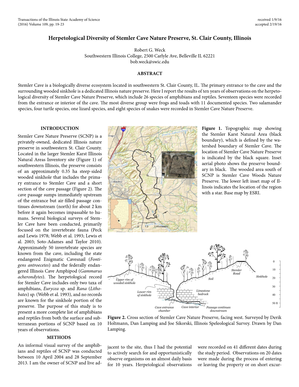 Herpetological Diversity of Stemler Cave Nature Preserve, St. Clair County, Illinois