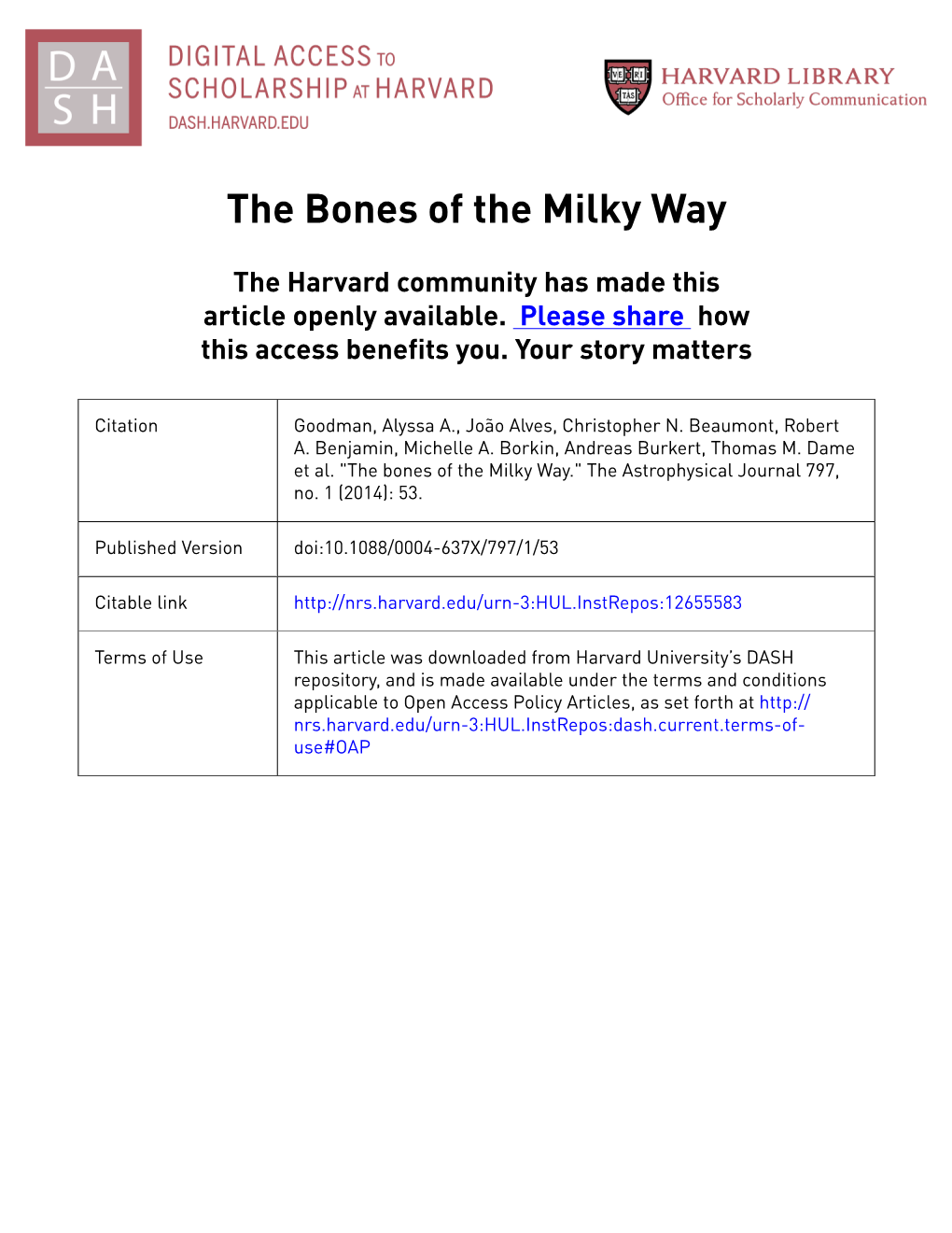 The Bones of the Milky Way.Pdf (6.732Mb)