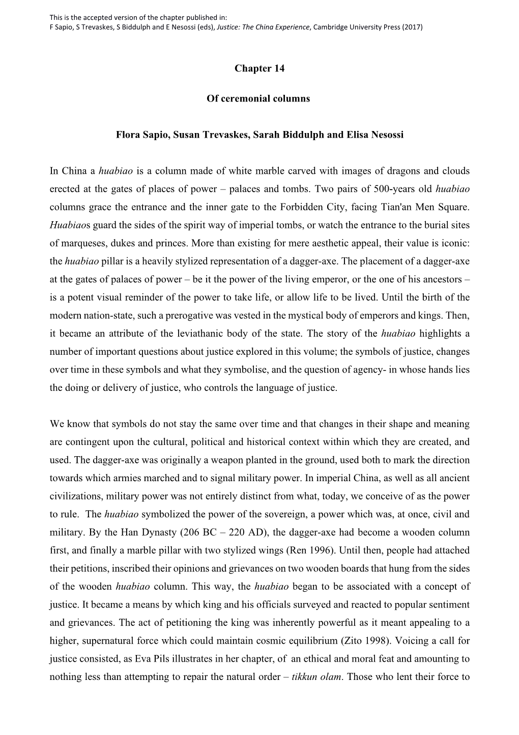 Chapter 14 of Ceremonial Columns Flora Sapio, Susan Trevaskes