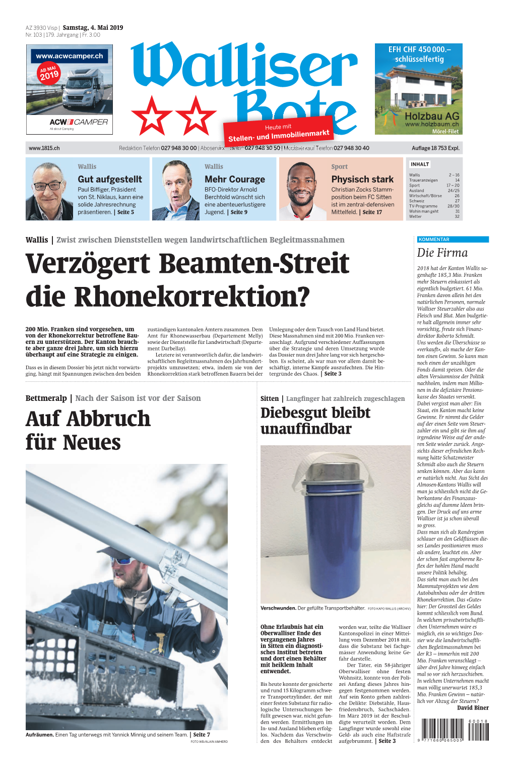 Verzögert Beamten-Streit Die Rhonekorrektion?