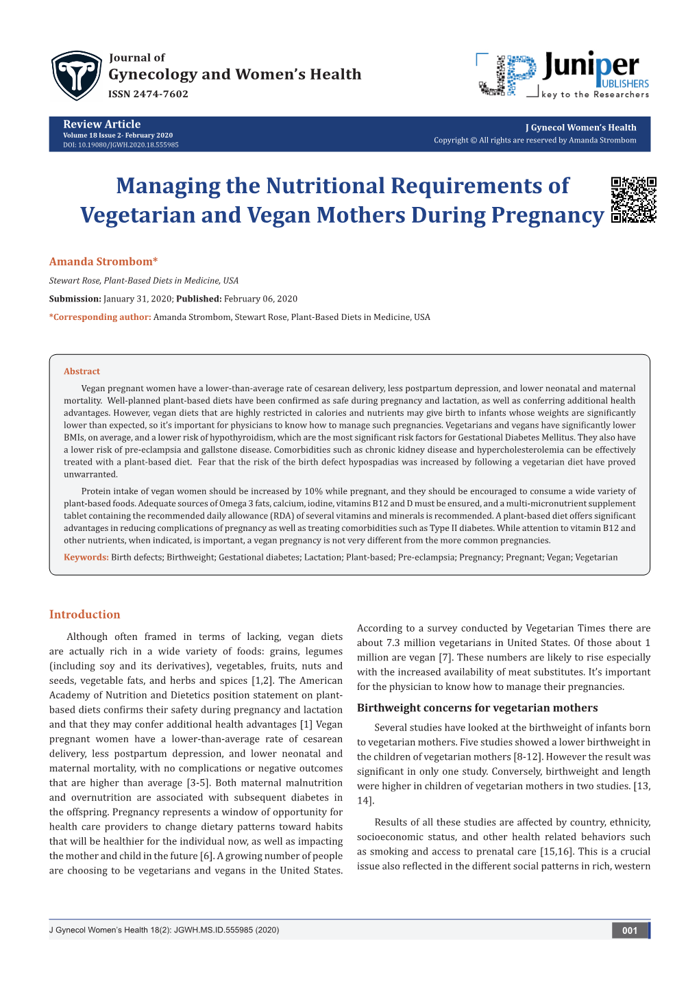 Managing the Nutritional Requirements of Vegetarian and Vegan Mothers During Pregnancy