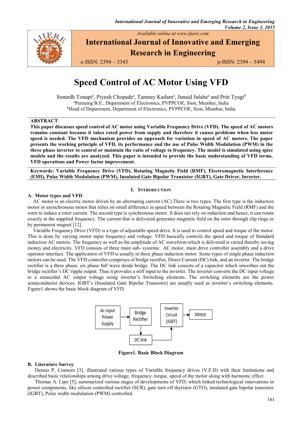 Speed Control of AC Motor Using VFD
