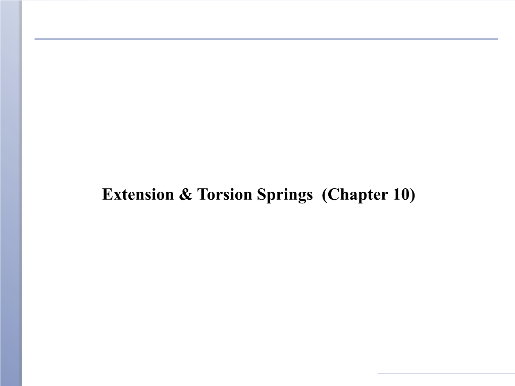 Extension & Torsion Springs (Chapter