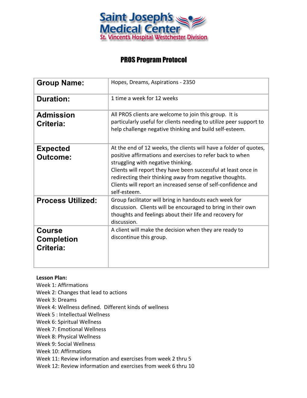 PROS Program Protocol