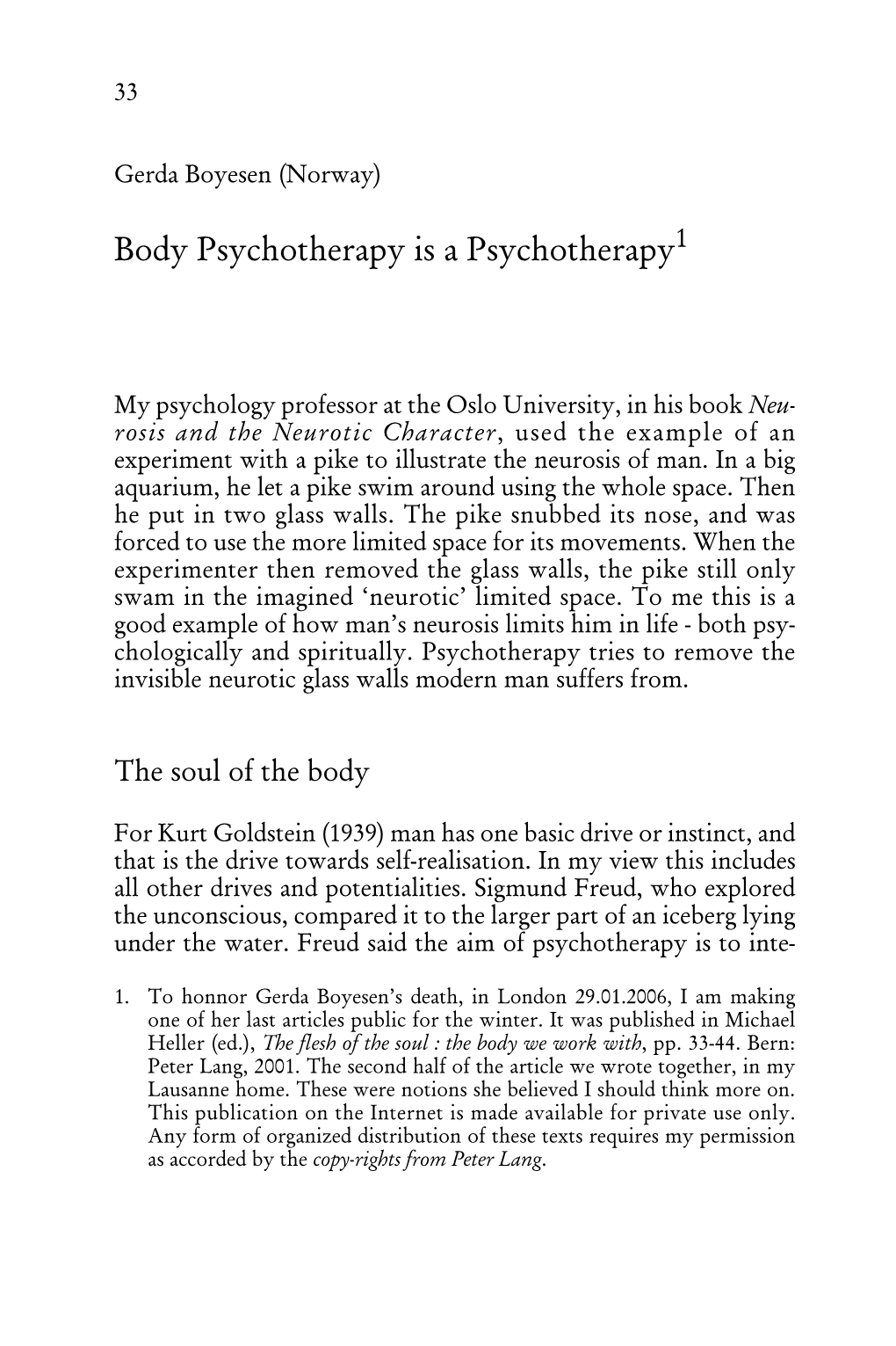 Body Psychotherapy Is a Psychotherapy1