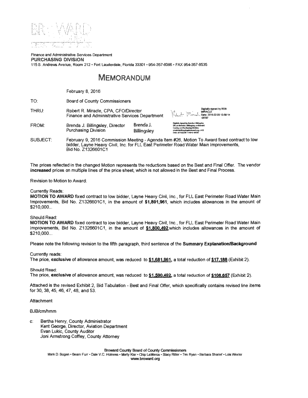 FLL East Perimeter Road Water Main Improvements, Bid No