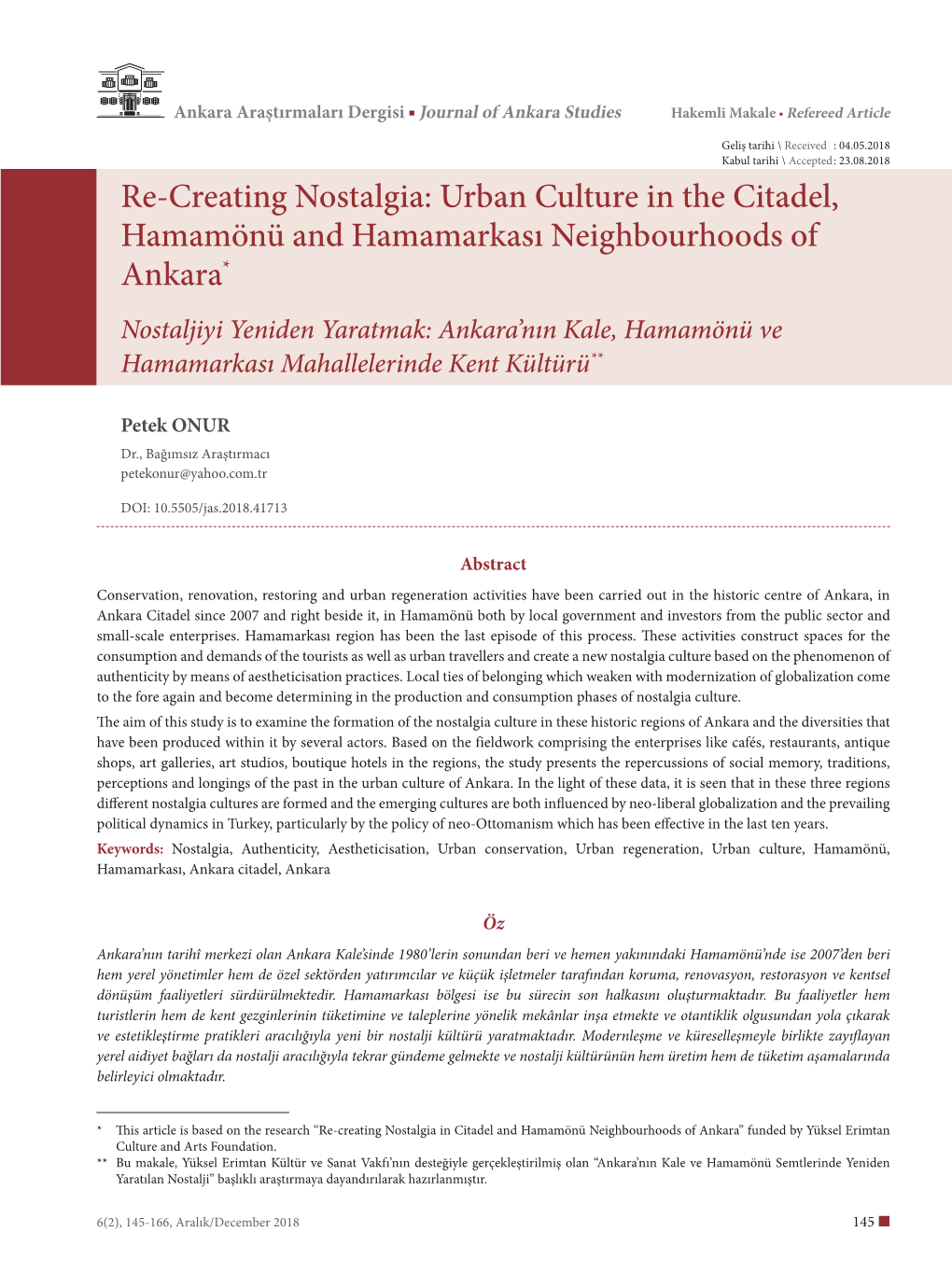 Re-Creating Nostalgia: Urban Culture in the Citadel