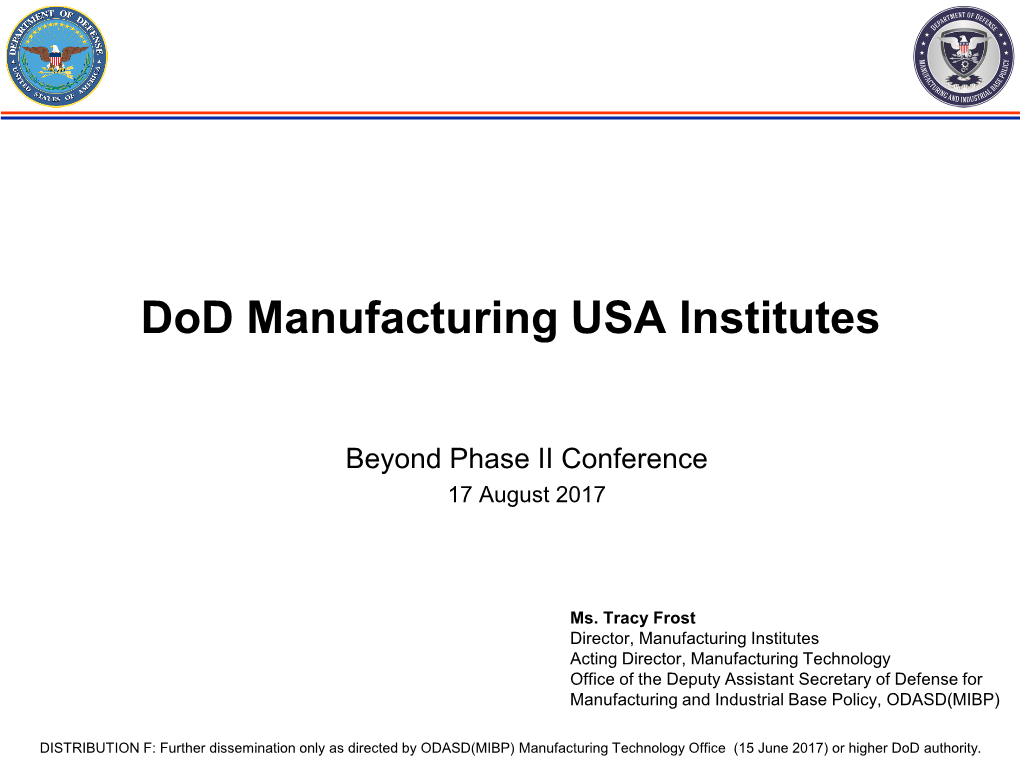 Dod Manufacturing USA Institutes