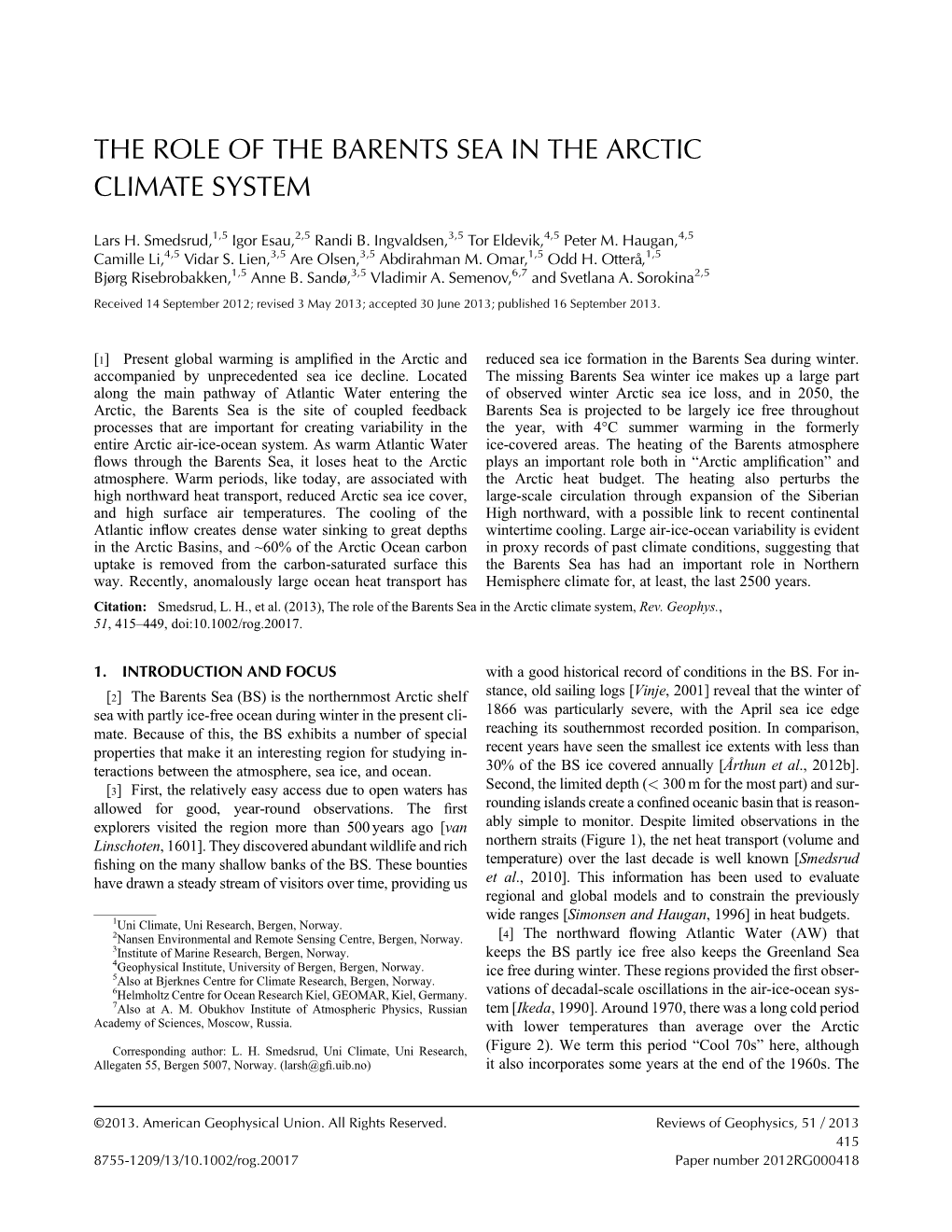 The Role of the Barents Sea in the Arctic Climate System