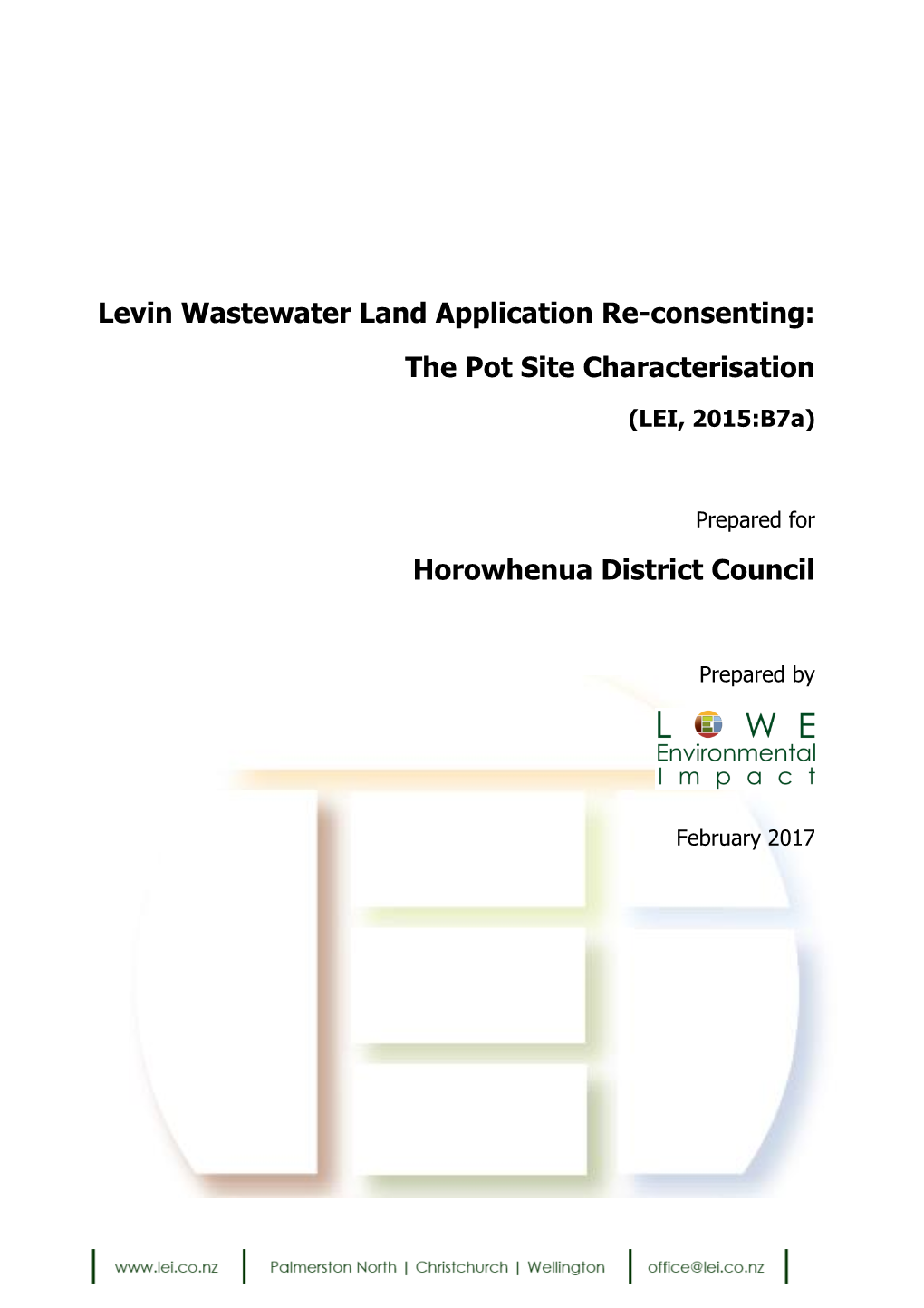 Levin Wastewater Land Application Re-Consenting