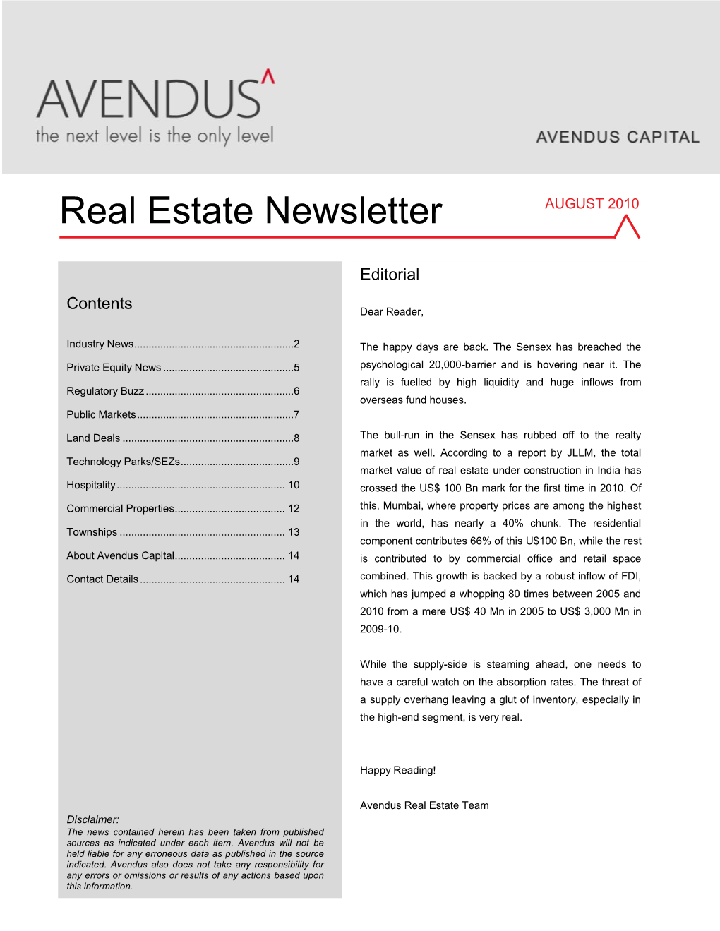 Real Estate Newsletter