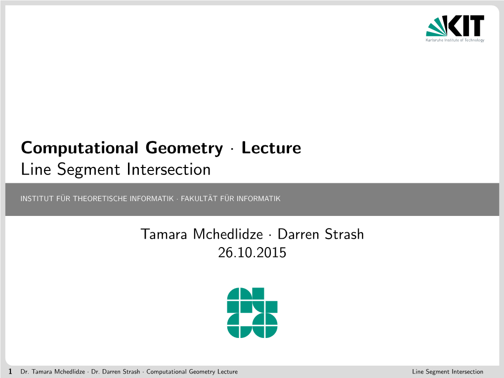 Computational Geometry · Lecture Line Segment Intersection