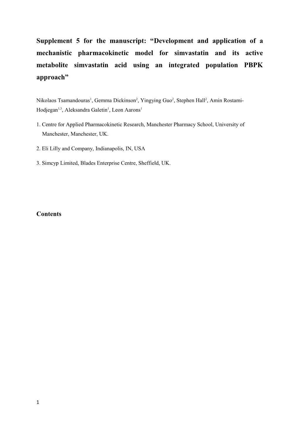 Supplement 5 for the Manuscript: Development and Application of a Mechanistic Pharmacokinetic