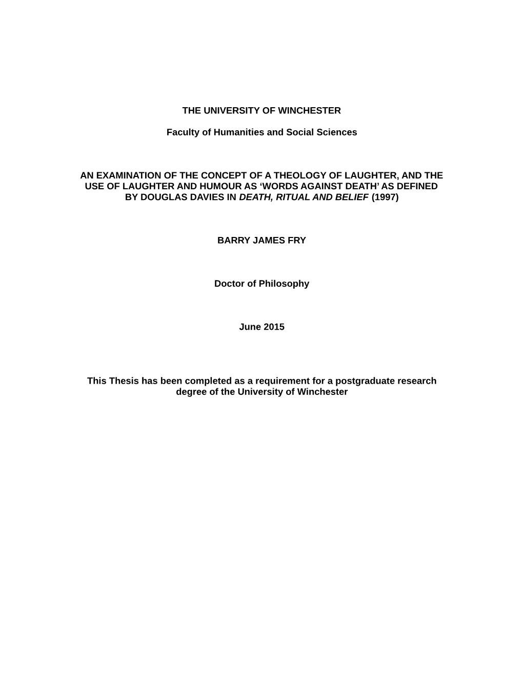 B J Fry Phd Thesis