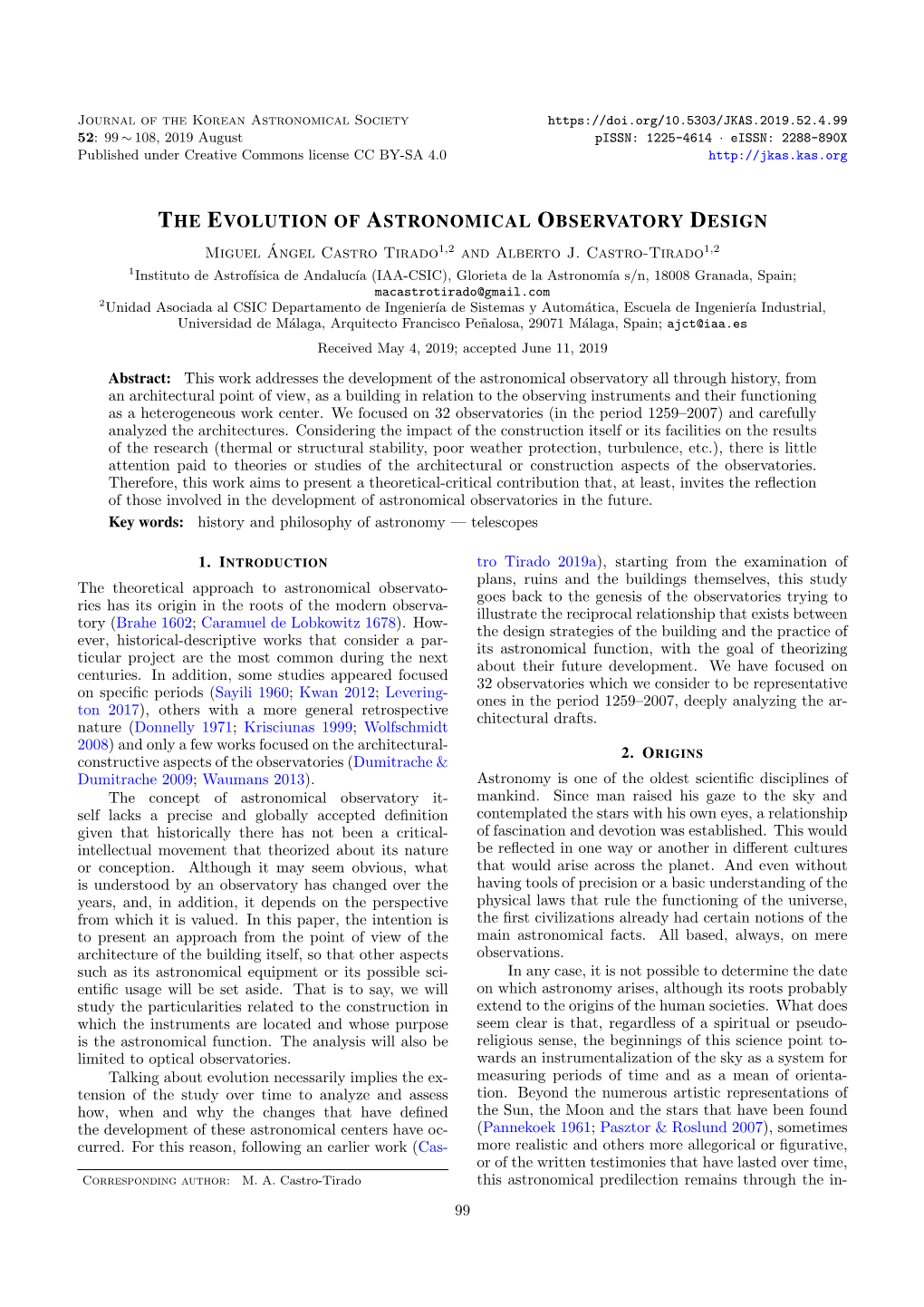 The Evolution of Astronomical Observatory