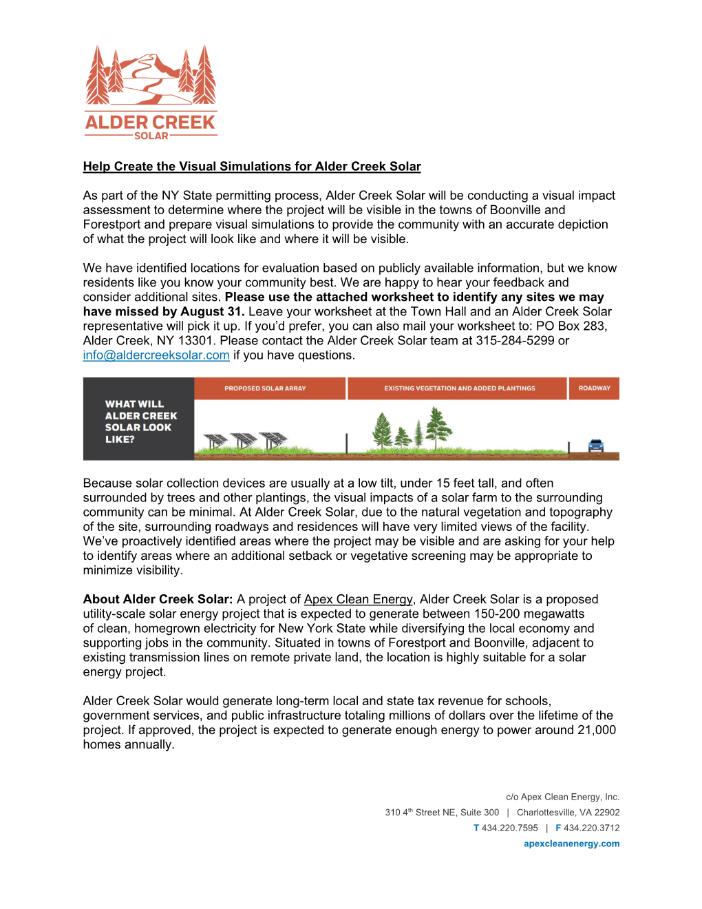 Help Create the Visual Simulations for Alder Creek Solar As Part of the NY