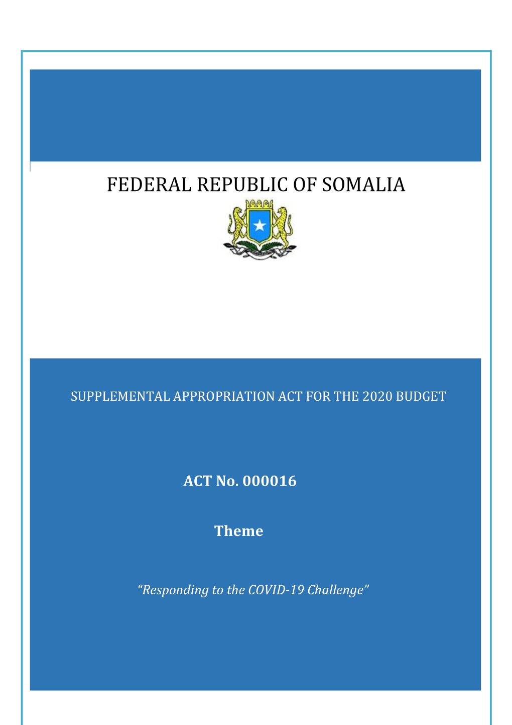 Somalia 2020 Approval External Enacted Budget Min Ecos Fin Cen