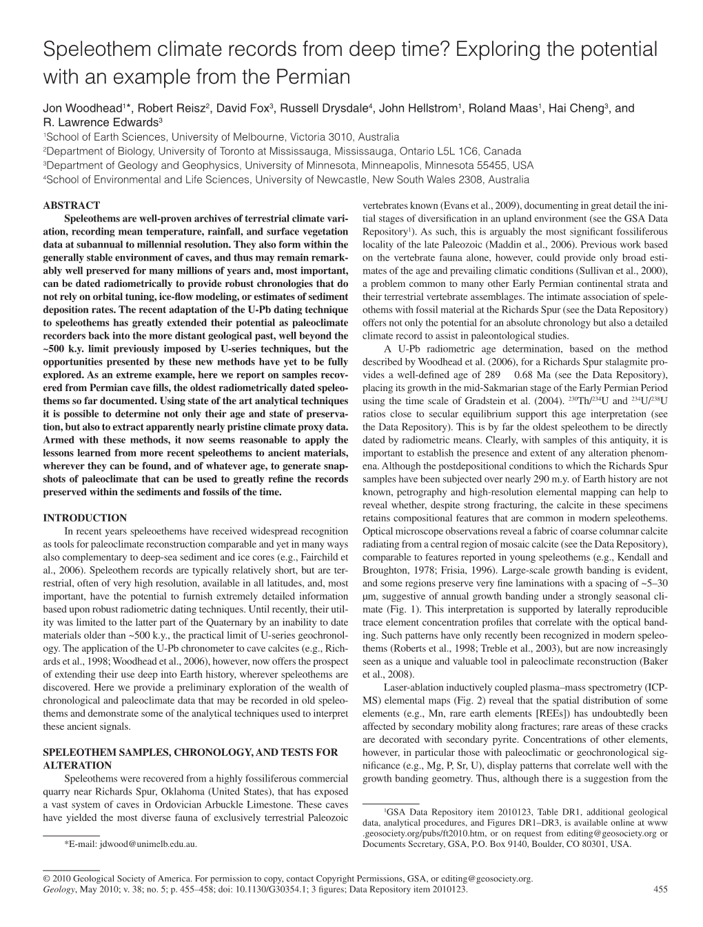 Speleothem Climate Records from Deep Time? Exploring the Potential with an Example from the Permian