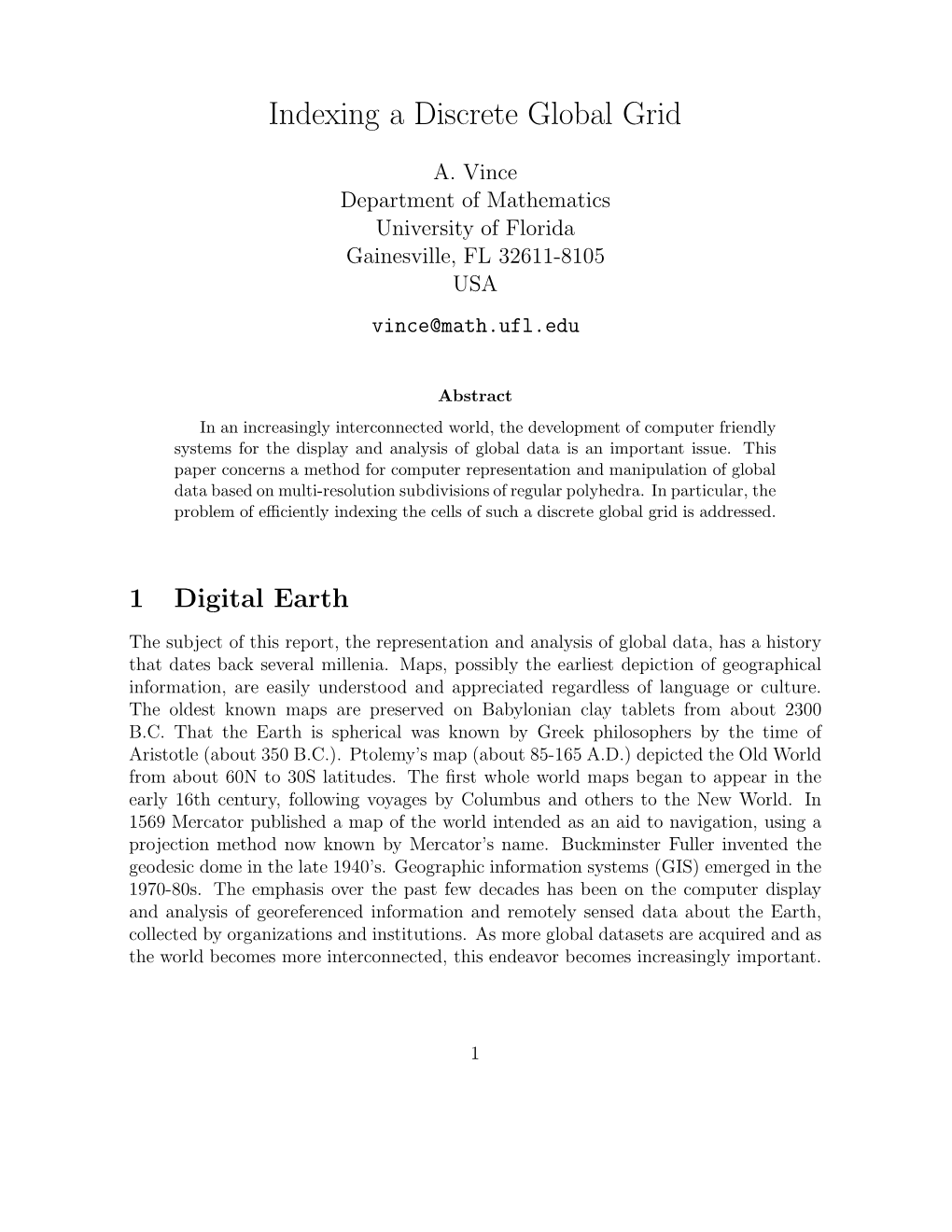 Indexing a Discrete Global Grid