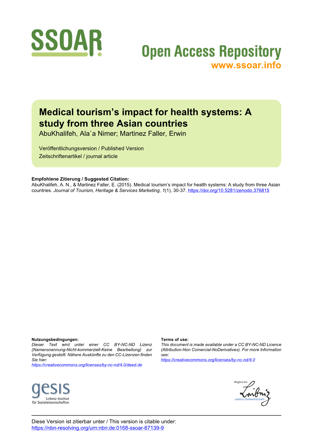 Medical Tourism's Impact for Health Systems: a Study from Three Asian Countries