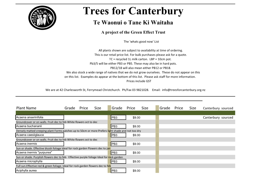 Trees for Canterbury Te Waonui O Tane Ki Waitaha