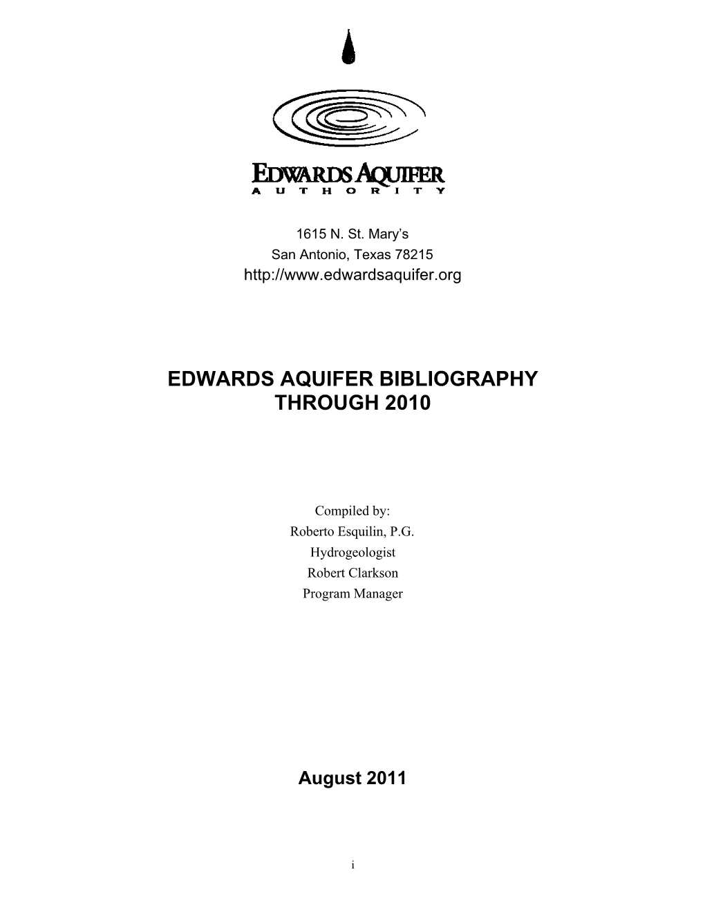 Edwards Aquifer Bibliography Through 2010