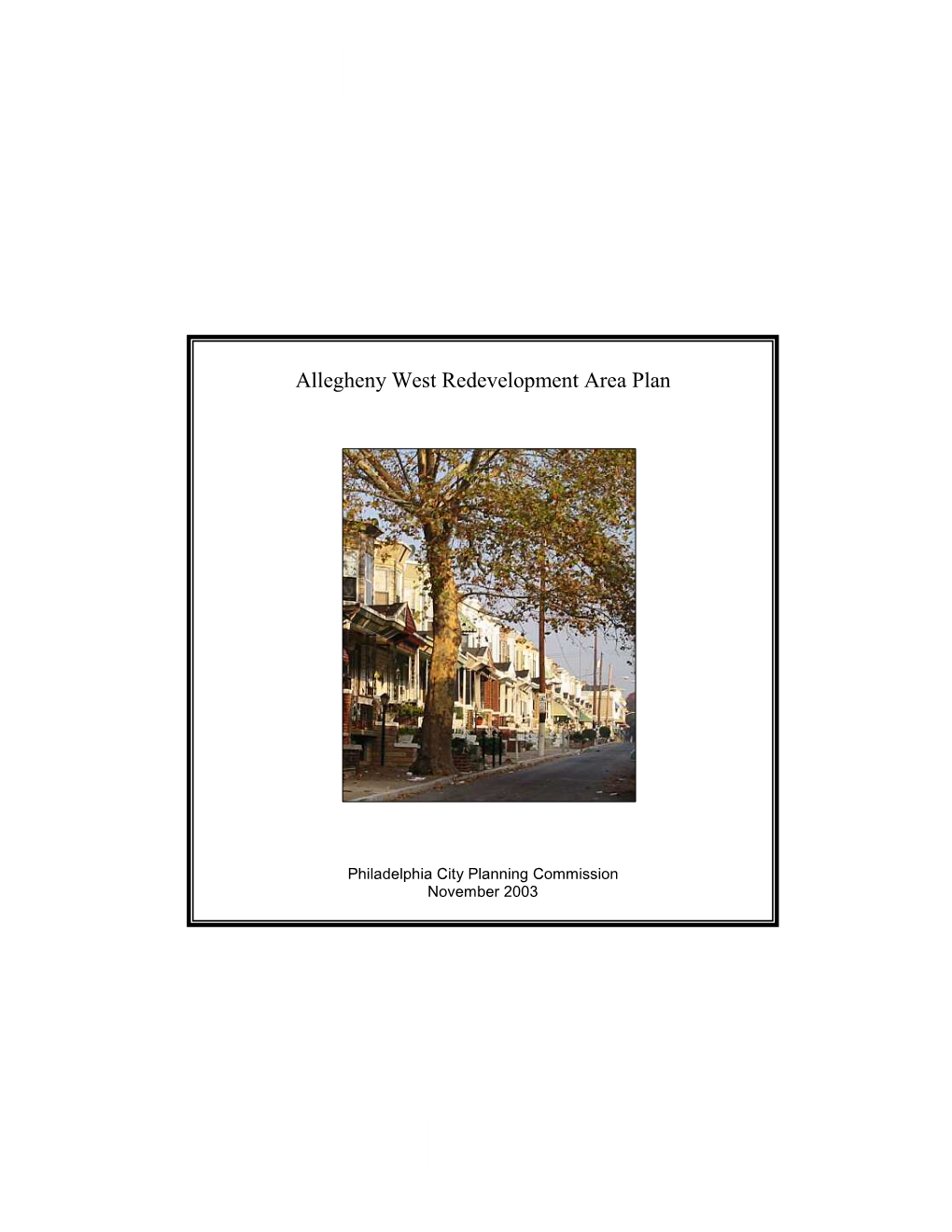 Allegheny West Redevelopment Area Plan