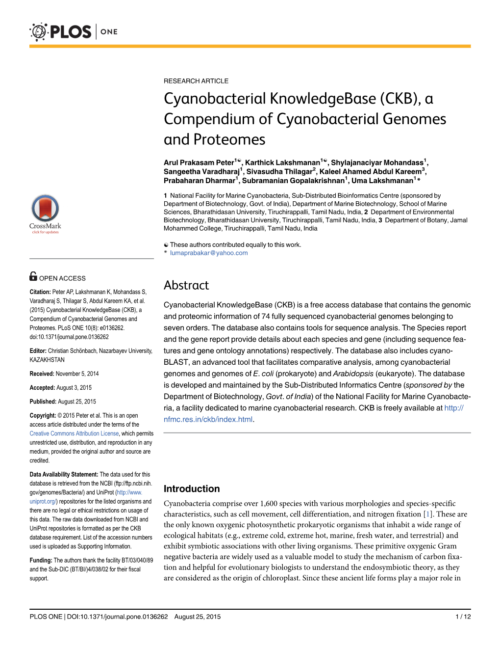 A Compendium of Cyanobacterial Genomes and Proteomes