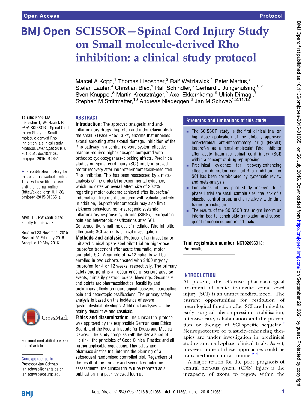 SCISSOR—Spinal Cord Injury Study on Small Molecule-Derived Rho Inhibition: a Clinical Study Protocol