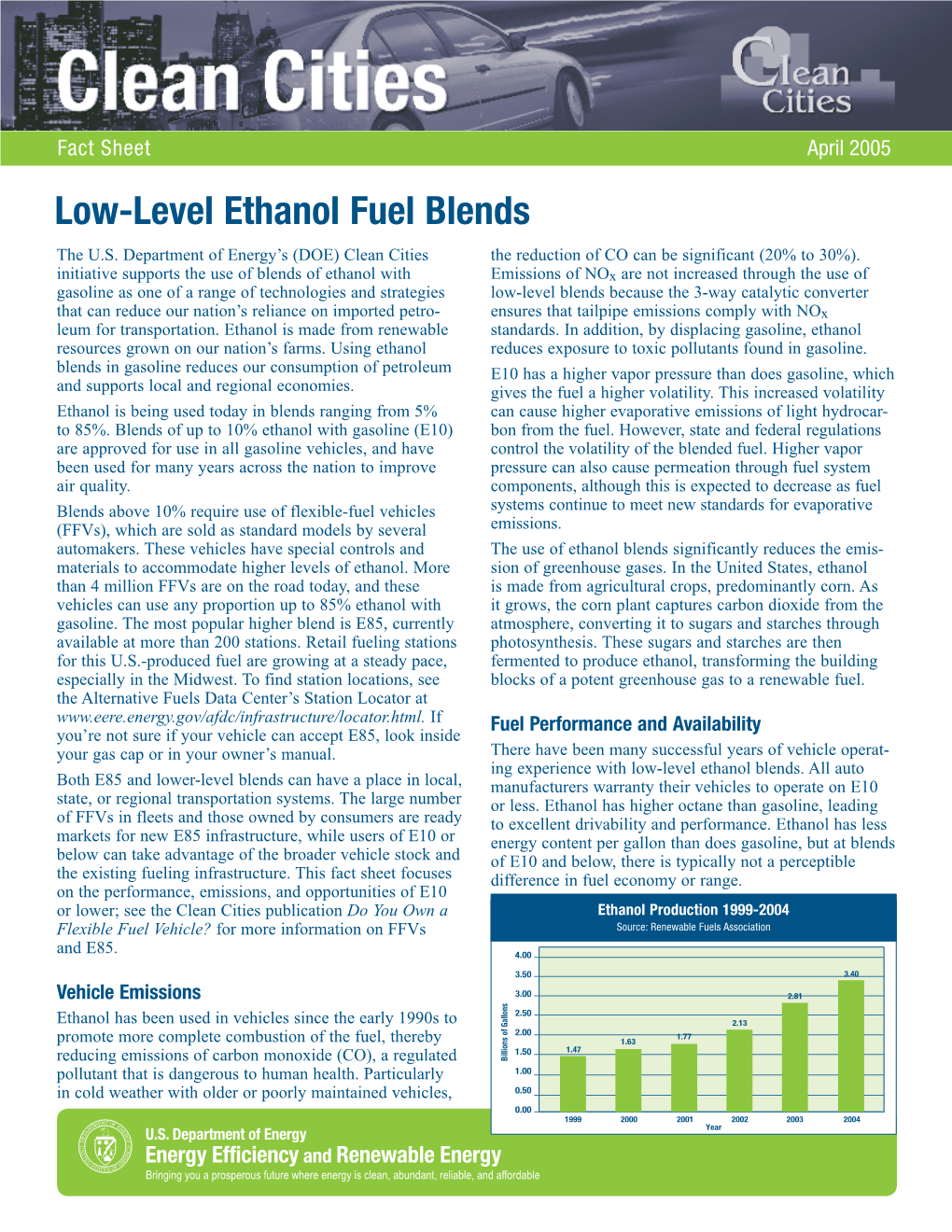 Low-Level Ethanol Fuel Blends the U.S