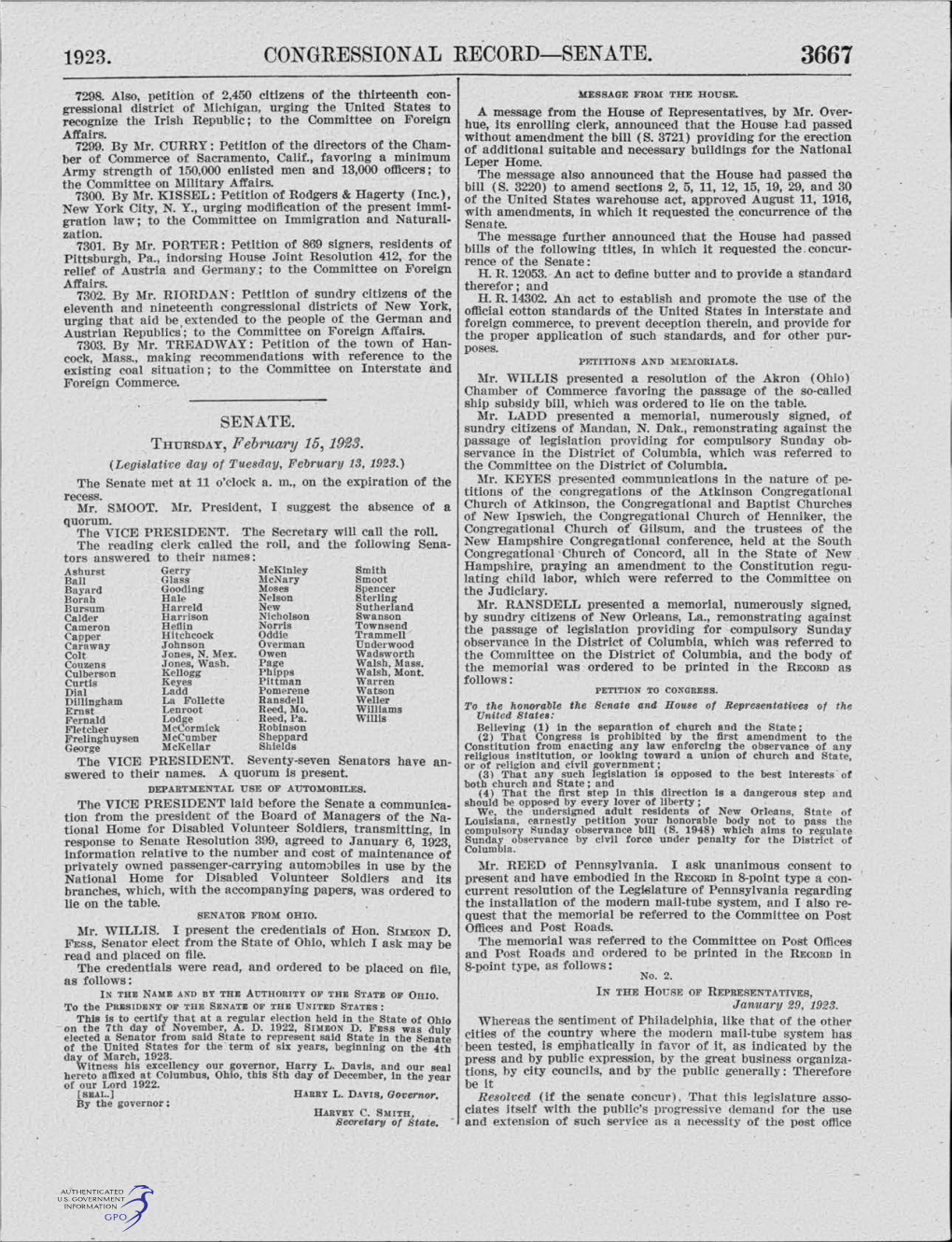 Congressional Record-Senate. 3667