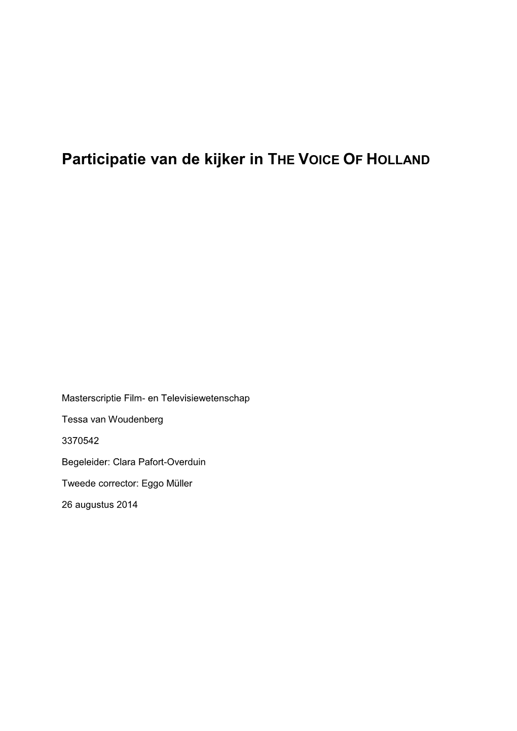 Participatie Van De Kijker in the VOICE of HOLLAND