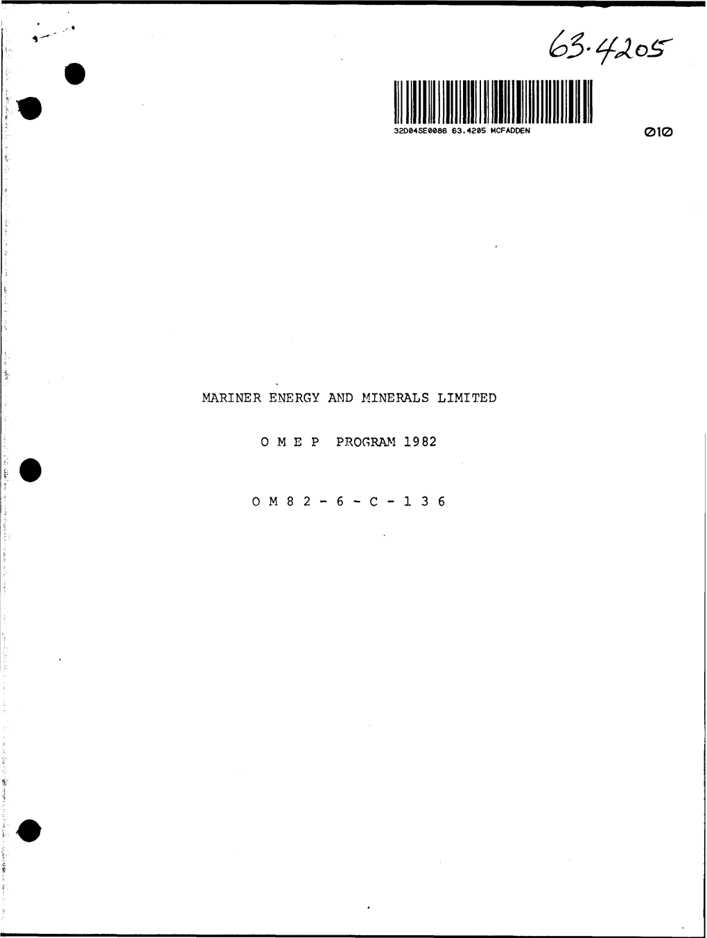 Omep Program 1982 Om82-6-C-136