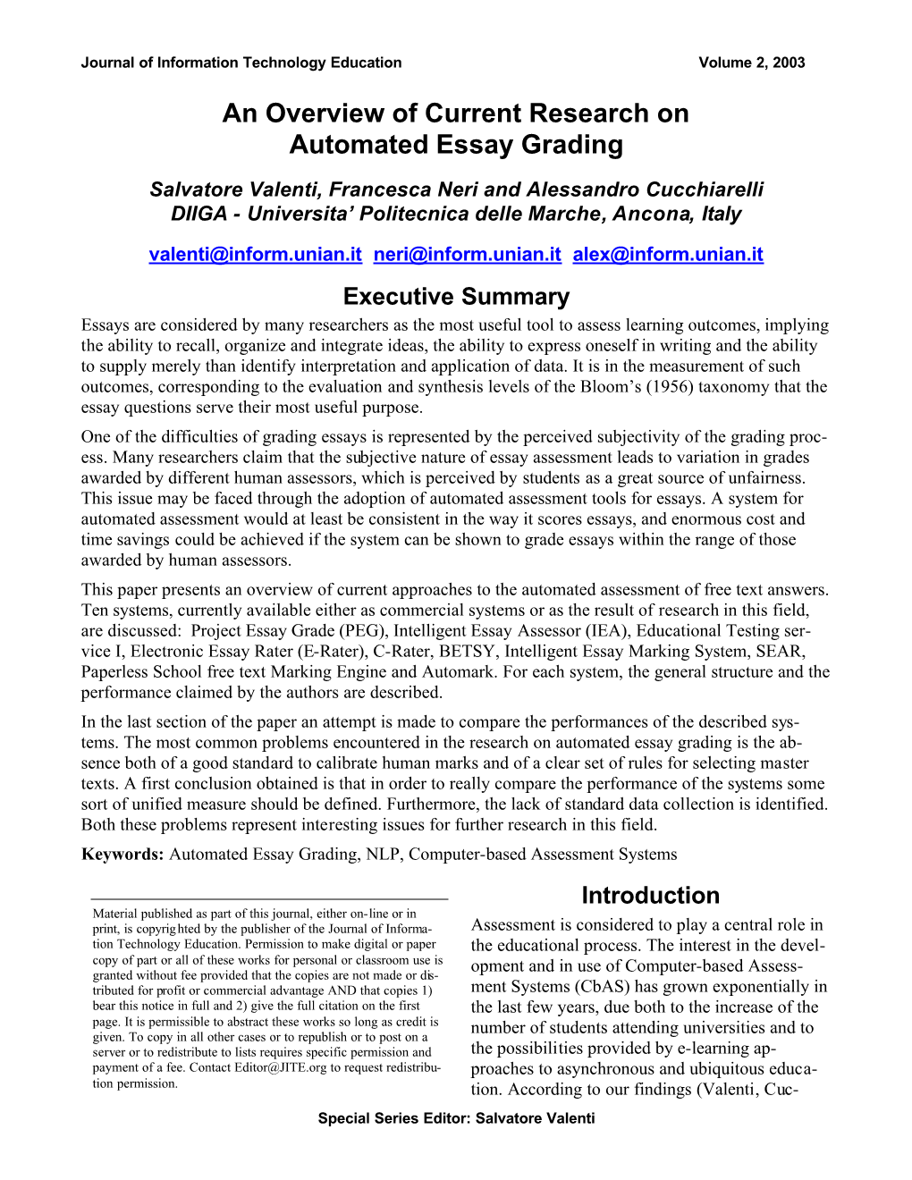 An Overview of Current Research on Automated Essay Grading